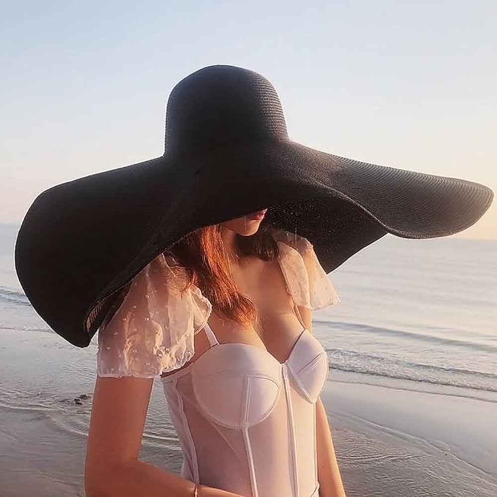 Oversized beach straw hat